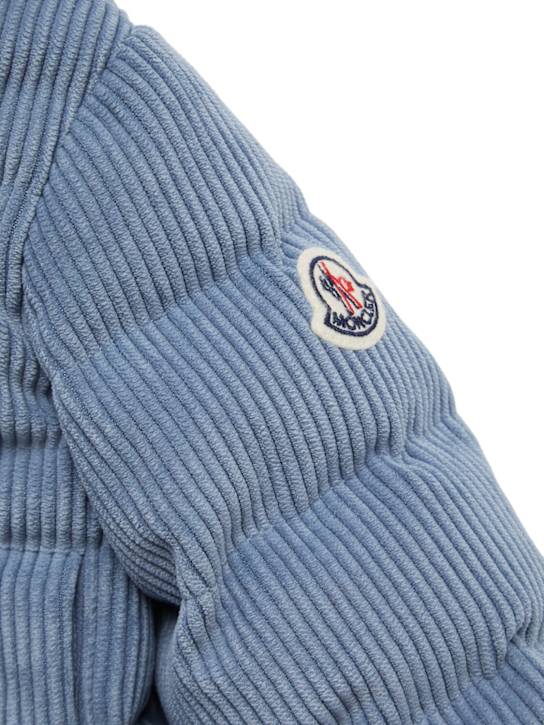 Moncler: Puki hooded corduroy down jacket - Blue - kids-boys_1 | Luisa Via Roma
