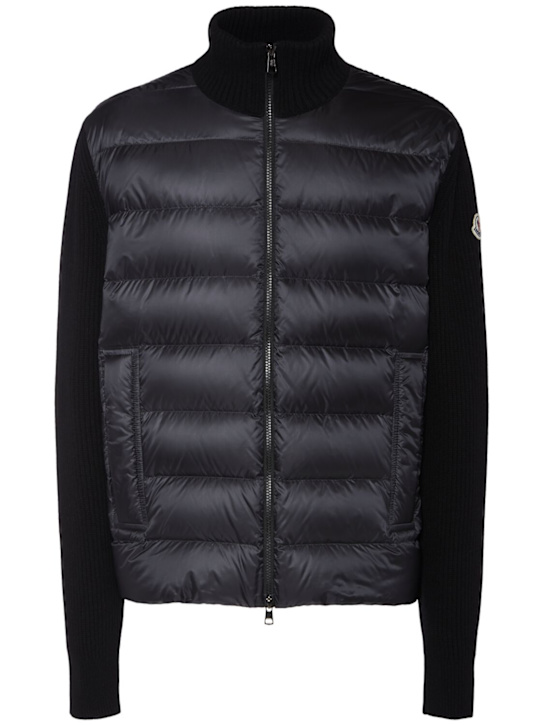 Moncler: Padded wool & cashmere zip-up cardigan - men_0 | Luisa Via Roma