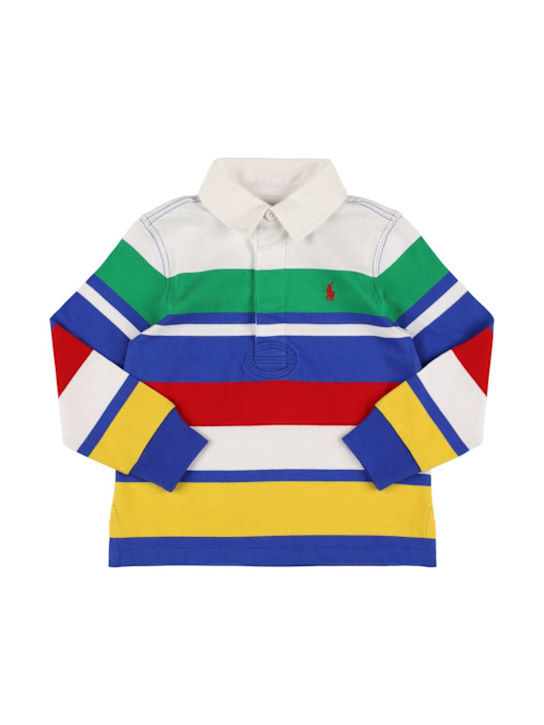Polo Ralph Lauren: Polo a maniche lunghe in cotone stampato - kids-boys_0 | Luisa Via Roma