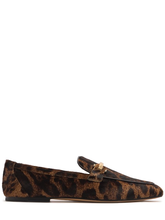 Tod's: 10mm Leopard print pony skin loafers - women_0 | Luisa Via Roma