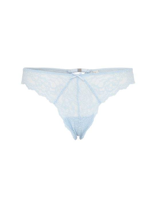 Fleur Du Mal: Bianca Cheeky lace briefs - Blue - women_0 | Luisa Via Roma