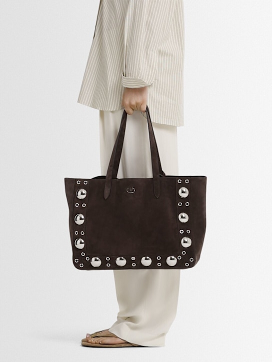 Valentino Garavani: Embellished suede tote bag - women_1 | Luisa Via Roma