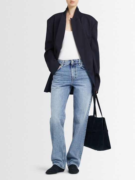 Toteme: Low rise straight cotton denim jeans - Blue - women_1 | Luisa Via Roma