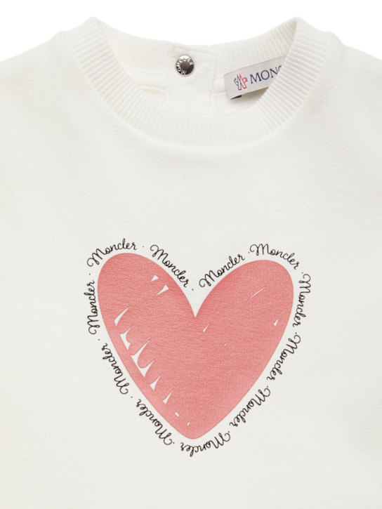 Moncler: Heart logo cotton blend dress - ホワイト - kids-girls_1 | Luisa Via Roma