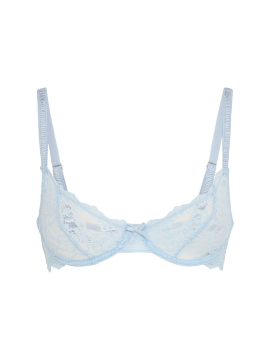 Fleur Du Mal: Bianca scooped lace balconette bra - Blue - women_0 | Luisa Via Roma