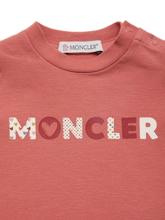 Moncler: T-shirt in misto cotone con logo - kids-girls_1 | Luisa Via Roma