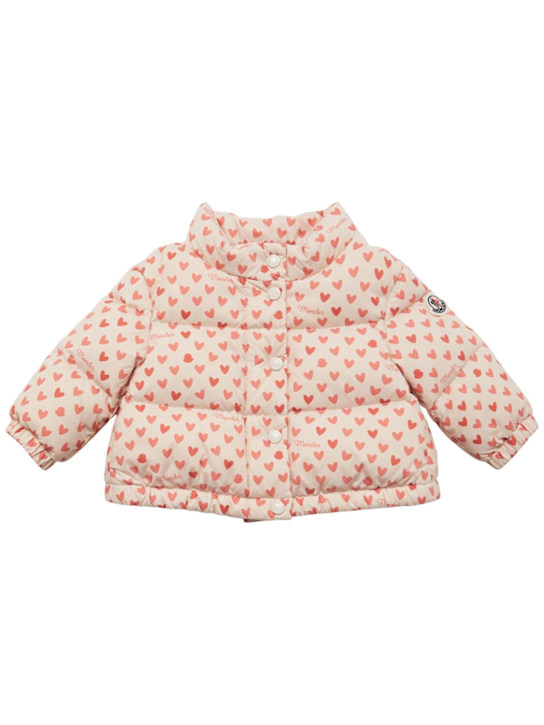 Moncler: Bashira little hearts nylon down jacket - kids-girls_0 | Luisa Via Roma