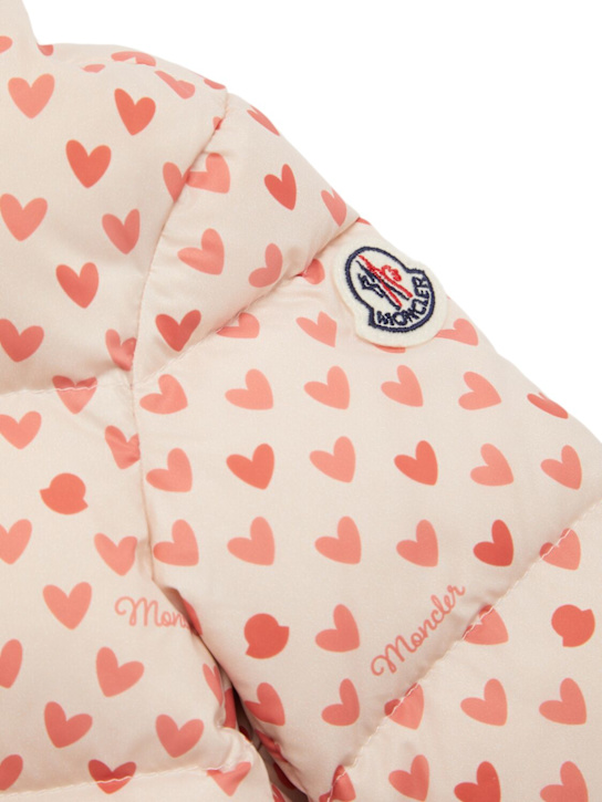 Moncler: Bashira little hearts nylon down jacket - kids-girls_1 | Luisa Via Roma