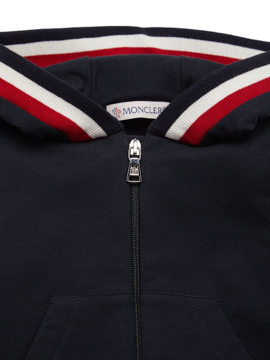Moncler: Tricolor-trimmed cotton set - Navy - kids-boys_1 | Luisa Via Roma