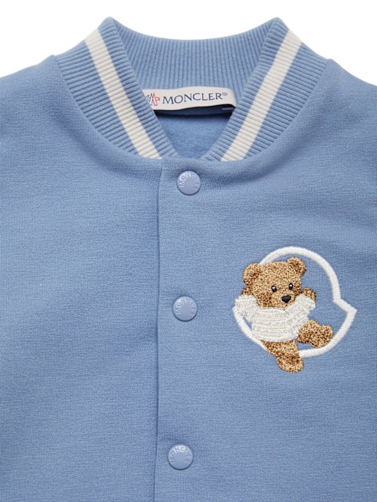 Moncler: Embroidered bear cotton blend romper - kids-boys_1 | Luisa Via Roma