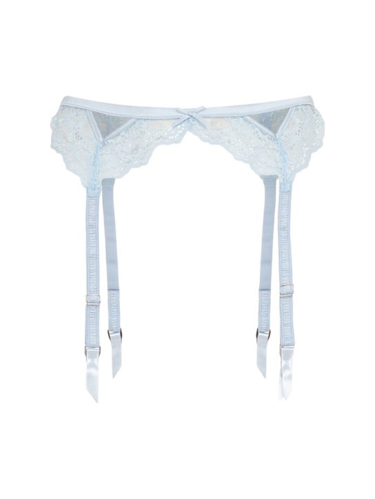 Fleur Du Mal: Bianca embroidered lace garter - Blue - women_0 | Luisa Via Roma