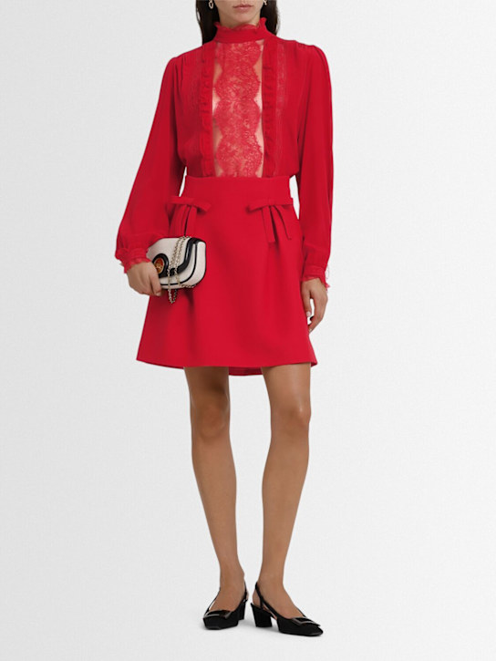 Valentino: Crepe de chine lace shirt - women_1 | Luisa Via Roma