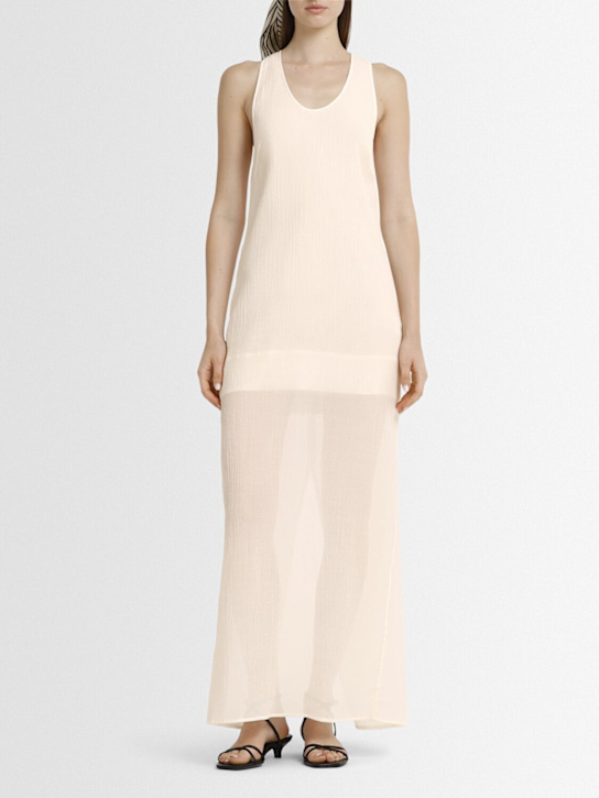 Toteme: Crinkled cotton blend scoop long dress - Ecru - women_1 | Luisa Via Roma