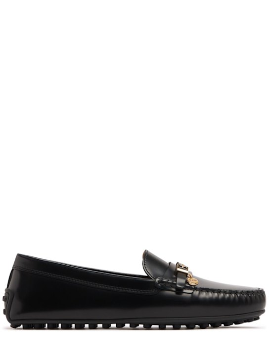 Tod's: 10mm Gommino leather loafers - Black - women_0 | Luisa Via Roma