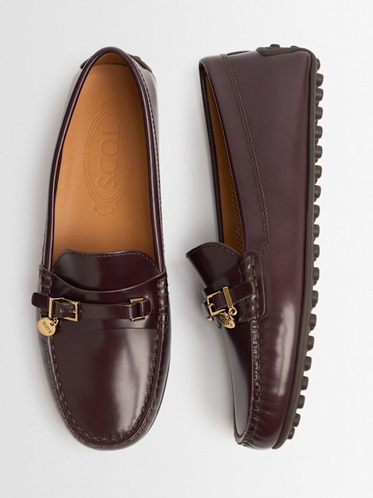 Tod's: 10mm Gommino leather loafers - Kraft Chiaro - women_1 | Luisa Via Roma