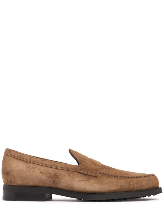 Tod's: Suede loafers - Noce - men_0 | Luisa Via Roma