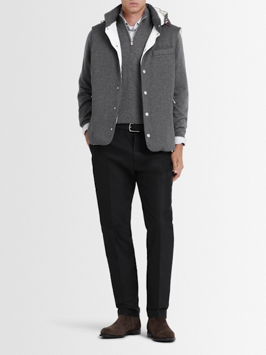 Brunello Cucinelli: Wool down vest - Grey - men_1 | Luisa Via Roma