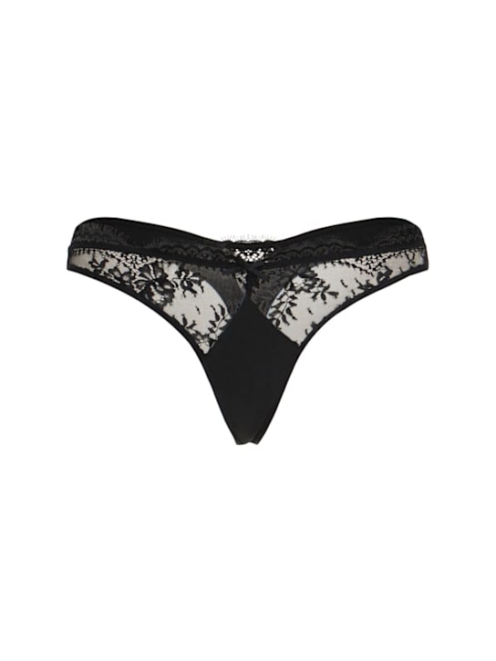 Fleur Du Mal: Frankie low rise silk & lace thong - women_0 | Luisa Via Roma