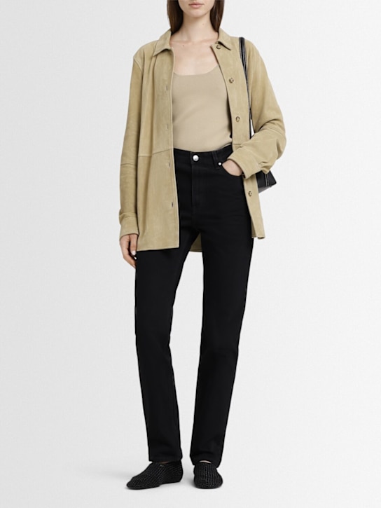 Toteme: High rise slim cotton denim jeans - Black - women_1 | Luisa Via Roma