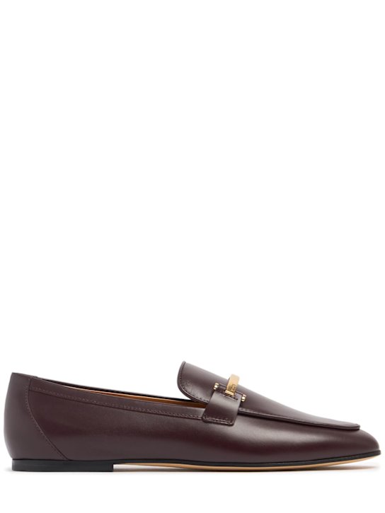 Tod's: 10mm Leather loafers - Burgundy - women_0 | Luisa Via Roma