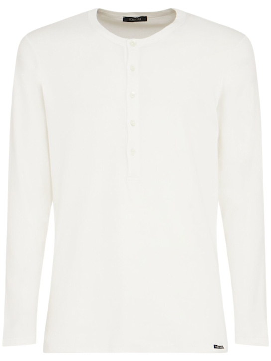 Tom Ford: Henley long sleeve jersey t-shirt - White - men_0 | Luisa Via Roma