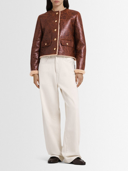 Nili Lotan: Zanie short shearling coat - Brown - women_1 | Luisa Via Roma