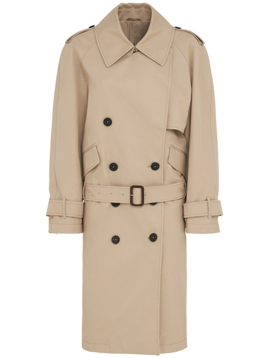 The Attico: Cotton gabardine belted trench coat - Beige - women_0 | Luisa Via Roma