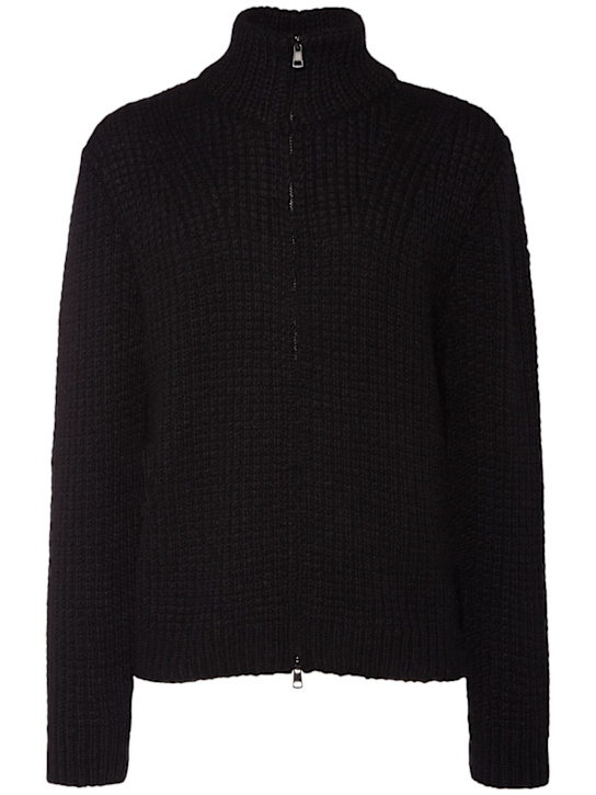 Moncler: Alpaca & wool zip-up cardigan - men_0 | Luisa Via Roma
