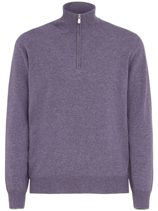 Brunello Cucinelli: Cashmere turtleneck sweater - Iris - men_0 | Luisa Via Roma