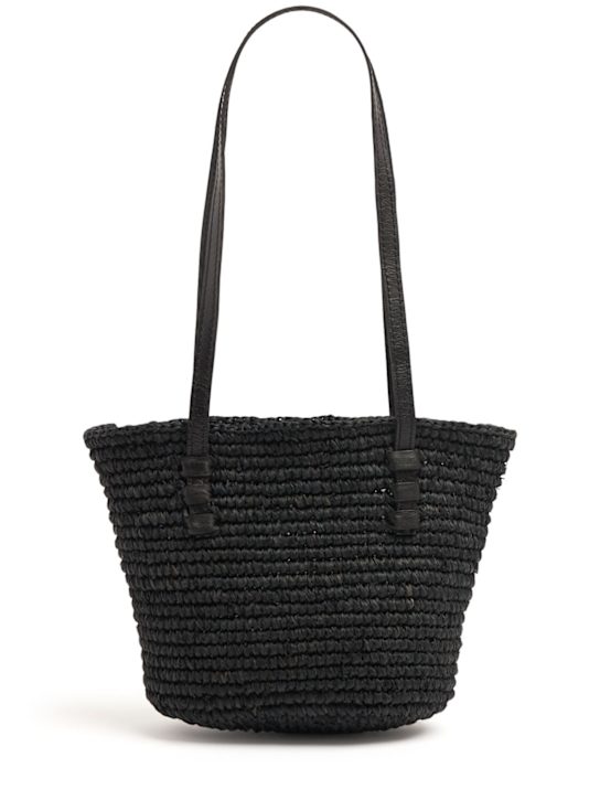 Bembien: Mini Bieno raffia tote bag - Black - women_0 | Luisa Via Roma