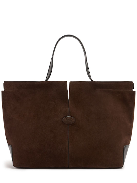Tod's: Medium DBM suede shopping bag - Marrone Africa - women_0 | Luisa Via Roma