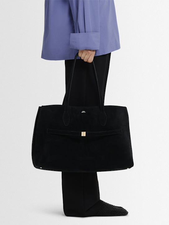Toteme: Lounge suede tote bag - Black - women_1 | Luisa Via Roma