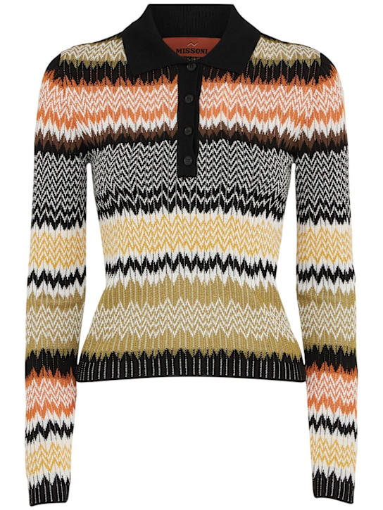 Missoni: Jacquard long sleeve polo top - women_0 | Luisa Via Roma