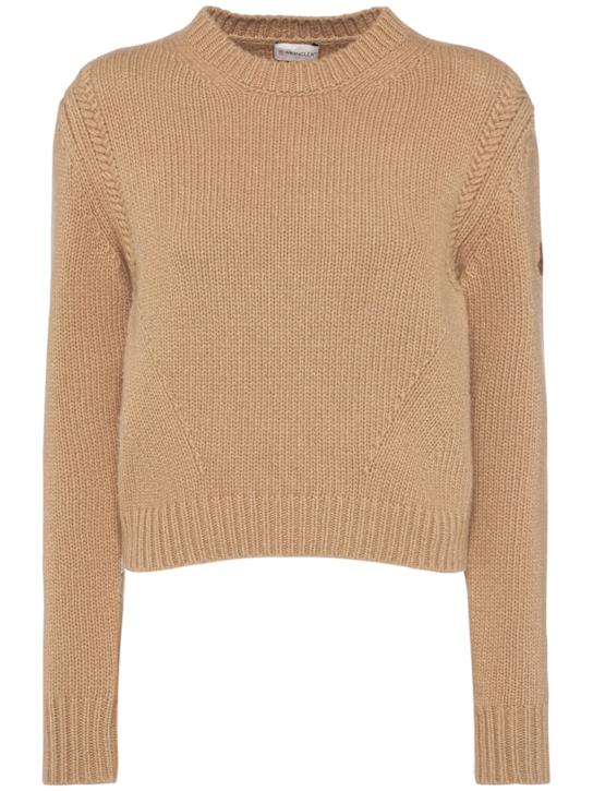 Moncler: Wool & cashmere sweater - Beige - women_0 | Luisa Via Roma