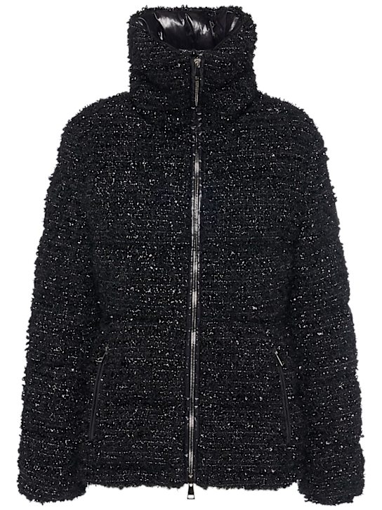 Moncler: Urbel mohair blend tweed down jacket - women_0 | Luisa Via Roma