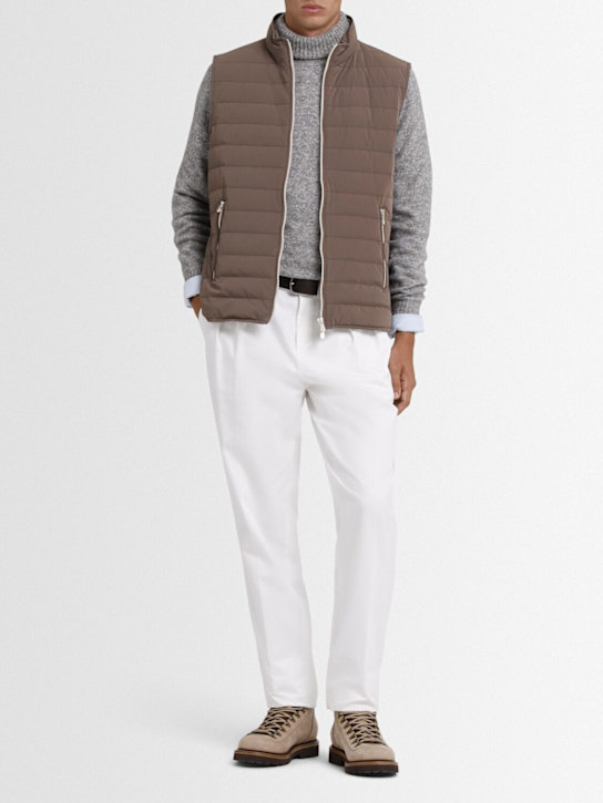 Brunello Cucinelli: Nylon blend down vest - Dark Brown - men_1 | Luisa Via Roma