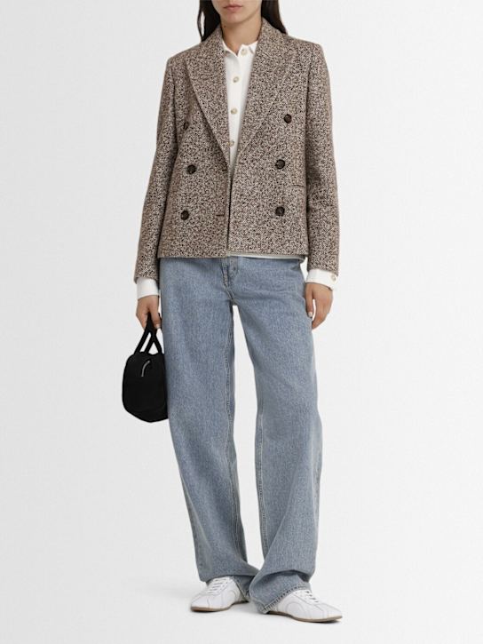 Brunello Cucinelli: Double breast wool blend blazer - Brown/Multi - women_1 | Luisa Via Roma