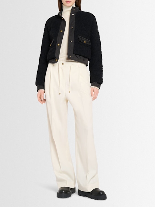 Moncler: Blandy wool blend bouclé down jacket - Black - women_1 | Luisa Via Roma