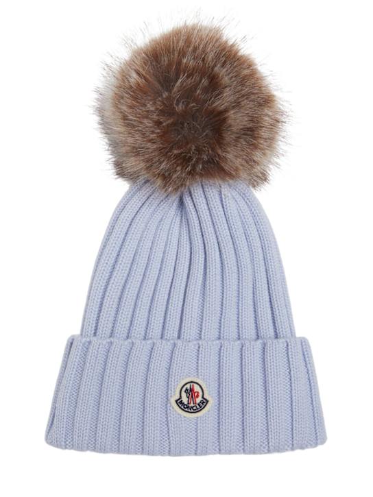 Moncler: Wool beanie w/ pom pom - women_0 | Luisa Via Roma