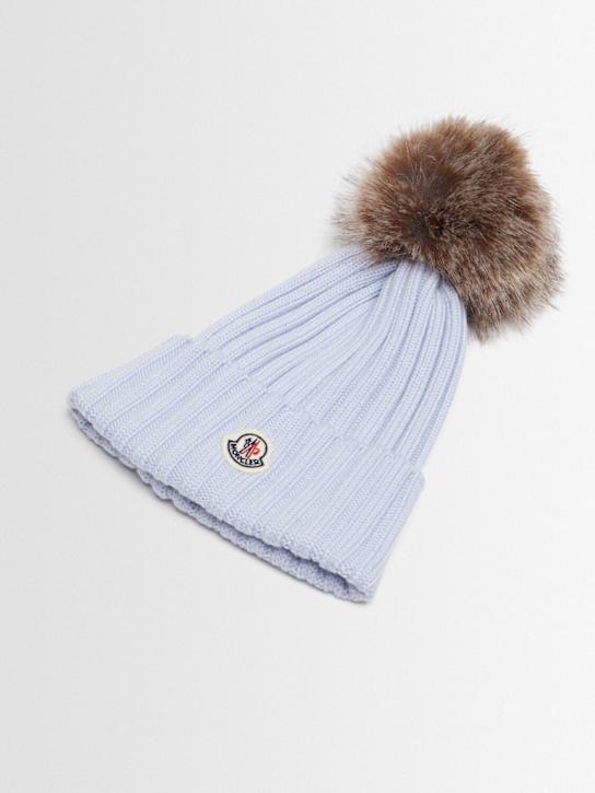 Moncler: Wool beanie w/ pom pom - women_1 | Luisa Via Roma