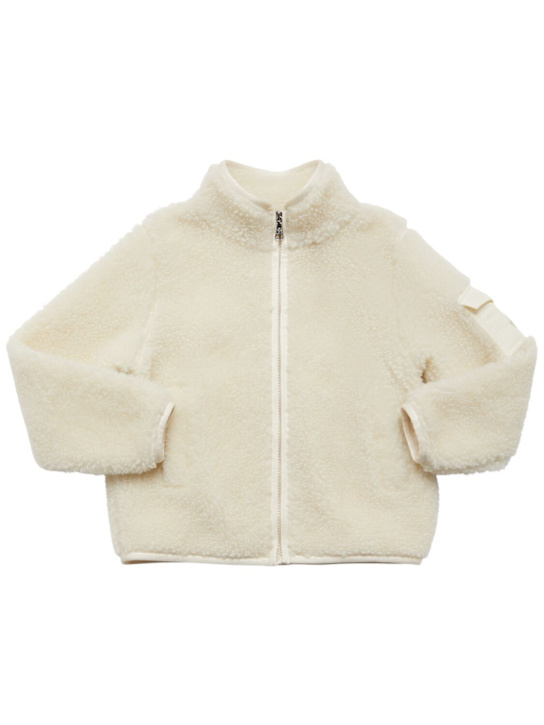 Moncler: Tech teddy zip-up sweatshirt - ホワイト - kids-boys_0 | Luisa Via Roma