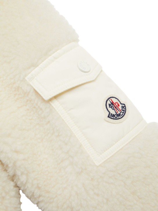 Moncler: Tech teddy zip-up sweatshirt - ホワイト - kids-boys_1 | Luisa Via Roma