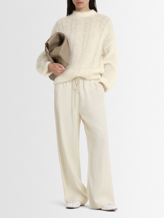 Brunello Cucinelli: Mohair blend knit crewneck sweater - White - women_1 | Luisa Via Roma