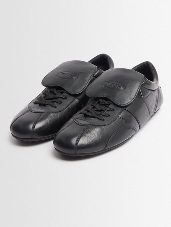 Tod's: Leather sneakers - Black - men_1 | Luisa Via Roma