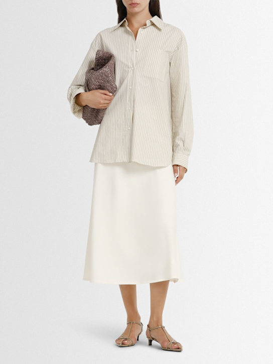 Brunello Cucinelli: Falda midi de lana - Blanco - women_1 | Luisa Via Roma