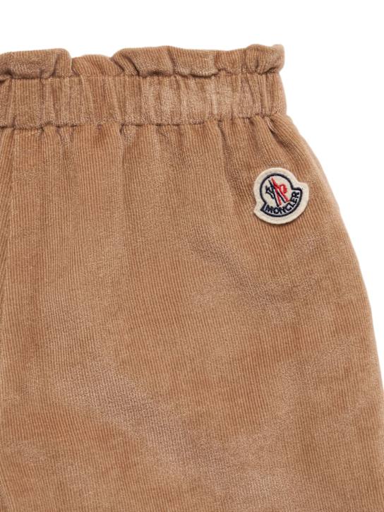 Moncler: Shorts in millerighe di misto viscosa morbida - kids-girls_1 | Luisa Via Roma