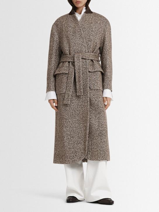 Brunello Cucinelli: Belted wool blend coat - Brown/Multi - women_1 | Luisa Via Roma