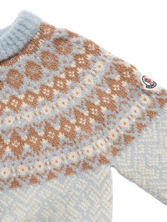 Moncler: Maglia in misto lana bouclé - Celeste - kids-girls_1 | Luisa Via Roma