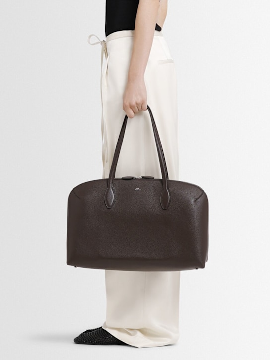 Toteme: Day grained leather tote bag - Dark Chocolate - women_1 | Luisa Via Roma
