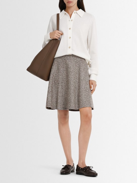 Brunello Cucinelli: Wool blend knit mini skirt - Brown/Multi - women_1 | Luisa Via Roma